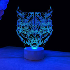 Wolf Head 3D illusion lamp