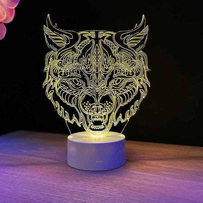 Wolf Head 3D illusion lamp