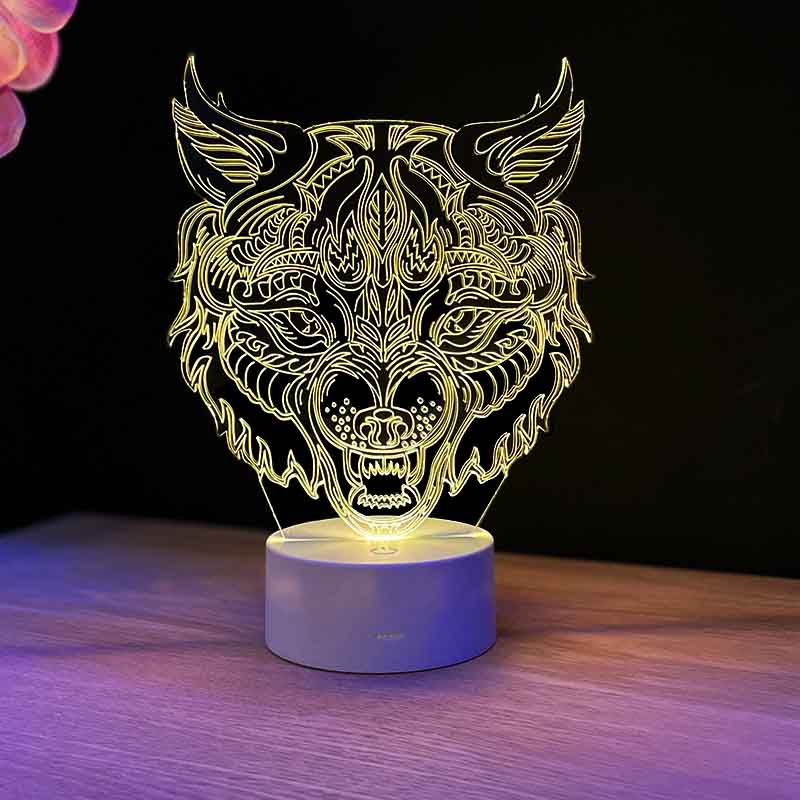 Wolf Head 3D illusion lamp